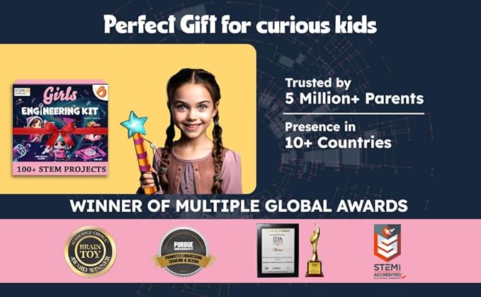 ButterflyEdufields 100+ STEM Projects | Girls Mini Engineering Kit for Ages 8 10 12 15 Years | Ultimate DIY Science Experiments for Kids | Educational Engineering Toys Best Birthday Gift idea