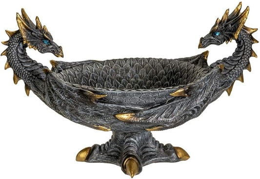 Pacific Giftware Double Dragon Resin Figurine Ceremonial Altar Bowl