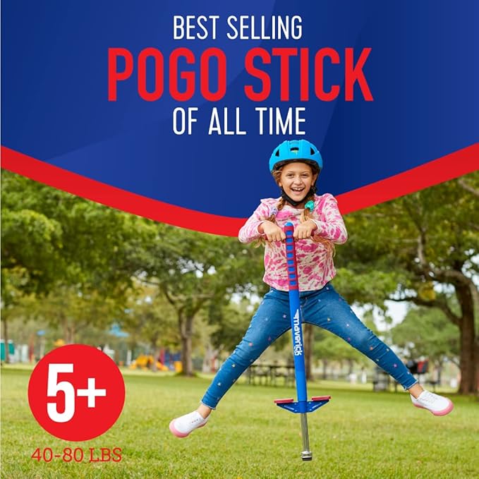Flybar Maverick Pogo Stick for Kids Ages 5+, 40 to 80 Pounds, Perfect for Beginners, Easy Grip Handles, Anti-Slip Pegs, Outdoor Toys for Boys and Girls
