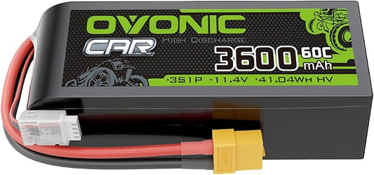 OVONIC 11.4V 60C 3600mAh 3S Lipo Battery with XT60 Plug High Voltage for RC Car Boat Truck Helicopter Airplane Racing Models