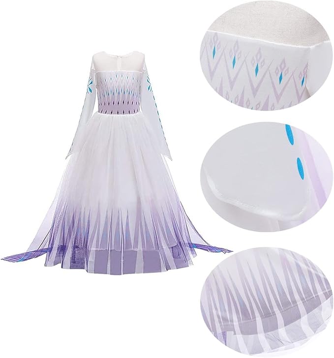 REXREII Little Girls Princess Dress Frozen Elsa Costume Halloween Cosplay Christmas Birthday Party Gown w/Accessories