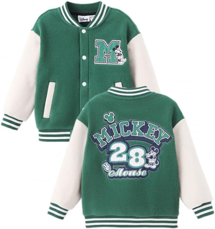 Disney Minnie Mickey Stitch Princess Frozen Elsa Marvel Jacket Lightweight Coat Button up Color Block Sweatshirt 2-14 Years