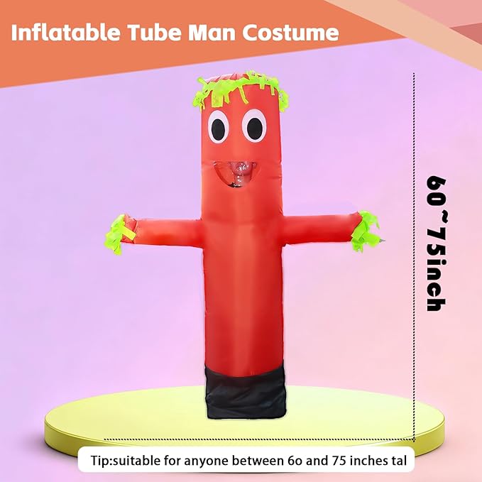 Inflatable Tube Man Costume,Inflatable Costumes for Adult,Wacky Wavy Arm Guy Funny Halloween Costume for Adults