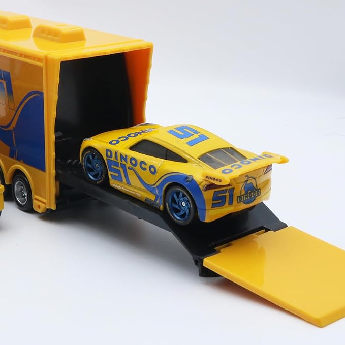 Portable Mini Toy Car and Truck Set 1:55 Diecast Model Metal Body Racers for Preschool Kids Ages 3+ Years (51Yellow)