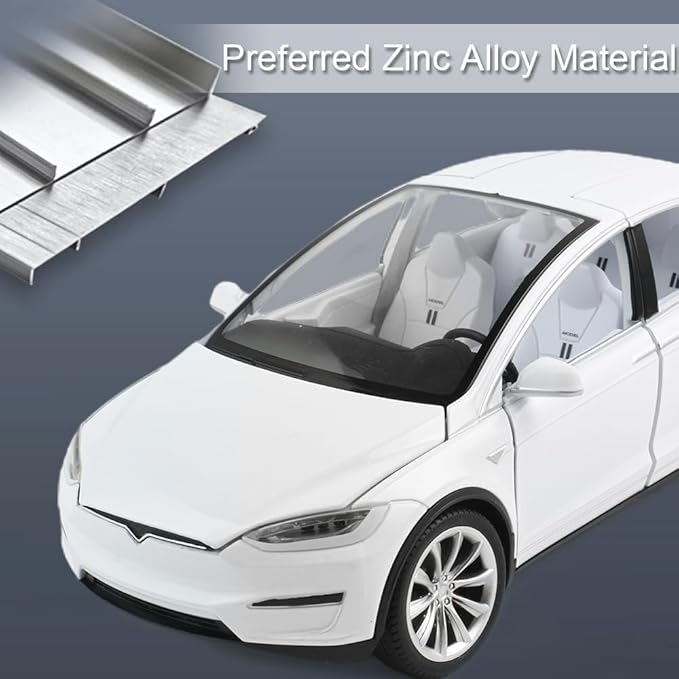 Zinc Alloy X Car Model,1:24 Scale Simulation Casting car Model Pull Back Diecast Toy Car, Mini Vehicles Toys with Lights and Music for Toddlers Kids Children Birthday Gift(White)