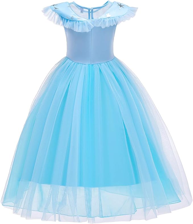 Princess Dresses for Girls Costumes Birthday Party Halloween Dress Up with Wig,Crown,Mace,Gloves Accessories 3-10 Years