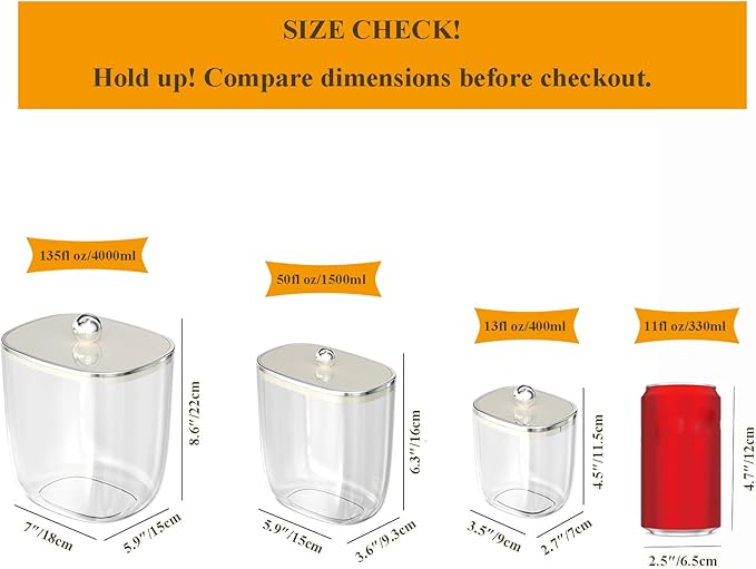 13oz Clear Plastic Jar with Lid for Kitchen Counter, Plastic Apothecary Jar for Cotton Swabs, Balls, Cotton Pads, Floss Picks,400ml