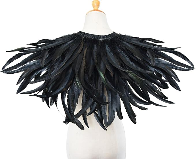 L'VOW Gothic Black Feather Shrug Cape Shawl Halloween Costume for Men