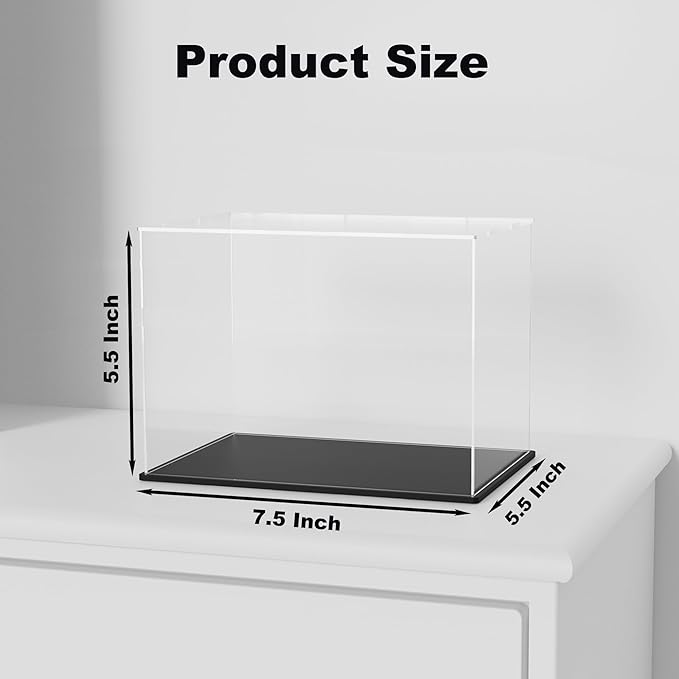 Acrylic Box with Matt Black Base, Simple Self-Assembly Clear Acrylic Display Case, 7.5x5.5x5.5 inch Showcase with Lid for Mini Football Helmet