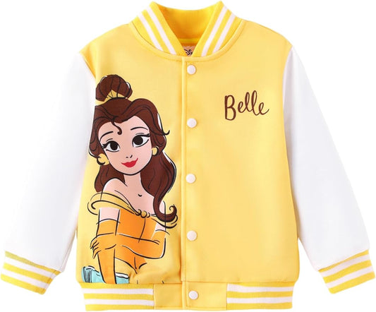 Disney Minnie Mickey Stitch Princess Frozen Elsa Marvel Jacket Lightweight Coat Button up Color Block Sweatshirt 2-14 Years