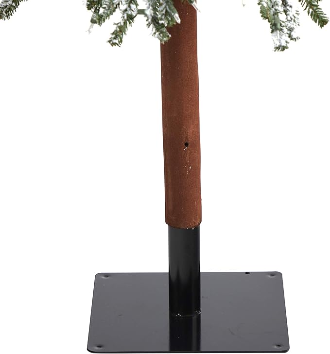 Nearly Natural 8ft. Flocked Grand Alpine Artificial Christmas Tree with 500 Clear Lights and 1051 Bendable Branches on Natural Trunk