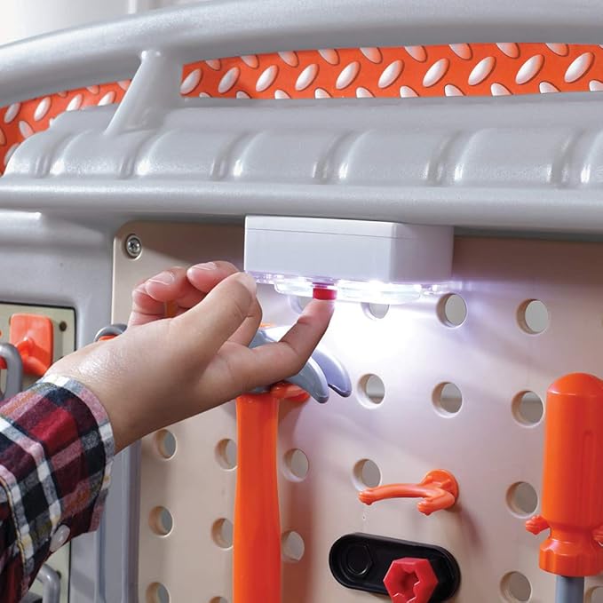 Step2 Big Builders Pro Kids Workbench, Indoor/Outdoor Tool Bench for Children, Interactive Play with Sounds, Made of Durable Plastic, Includes 45 Piece Toy Accessories, For Toddlers 3+ Years Old