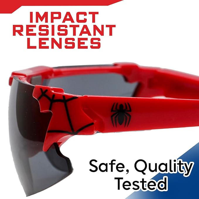 Marvel Spiderman Sunglasses for Kids - Stylish, Comfortable & Durable UV-Protective Spiderman Glasses With Soft Carrying Case