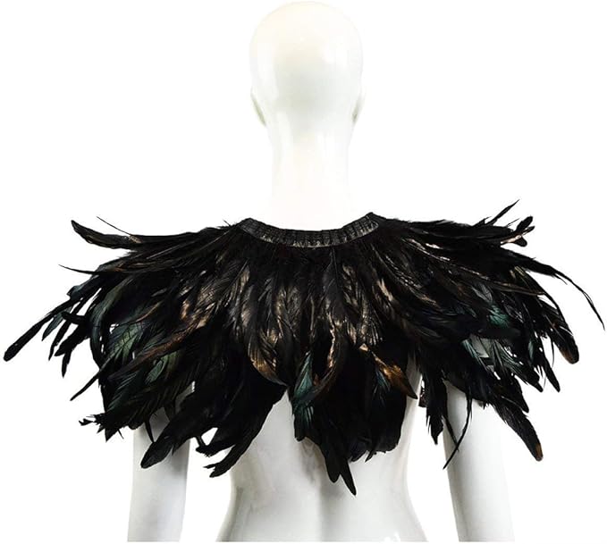 L'VOW Gothic Black Feather Shrug Cape Shawl Halloween Costume for Men