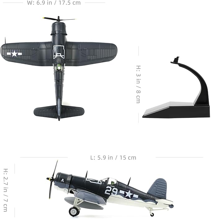 1/72 F-4U Corsair USA Fighter Model World War II Vintage Warplane Metal Diecast Aircraft Military Display Airplane for Display Collection or Gift