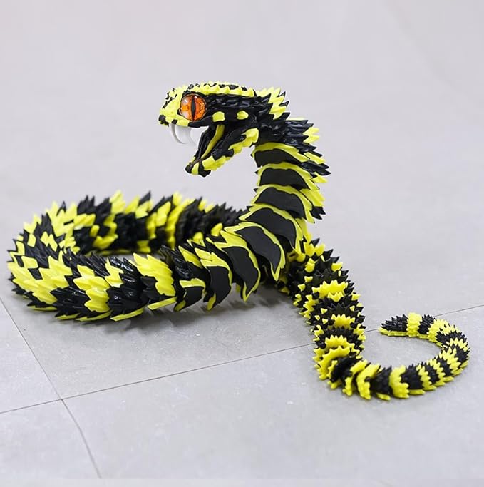 47.5inch Super Large 3D Printed Snake Models,Movable Teeth,Flexible Joint Animal lacertid Figurines, Stress Relief, Fidget restlessness, ADHD Toys, Surprise Fantasy Gifts (47.5inch-by)