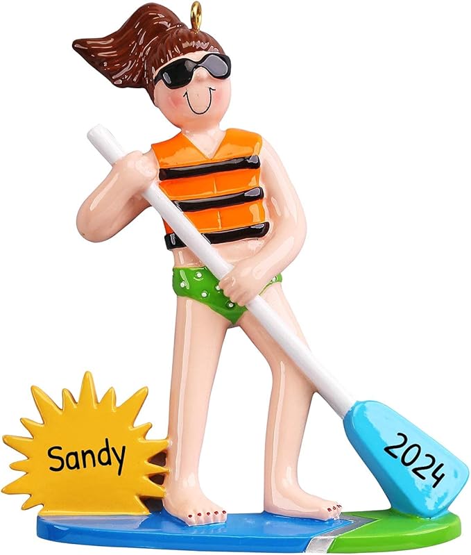 Personalized Paddleboard Ornaments 2025 - Girls Ornaments Paddle Board Ornament Beach Paddle Board Christmas Ornament Gifts Beachy Christmas by Elves