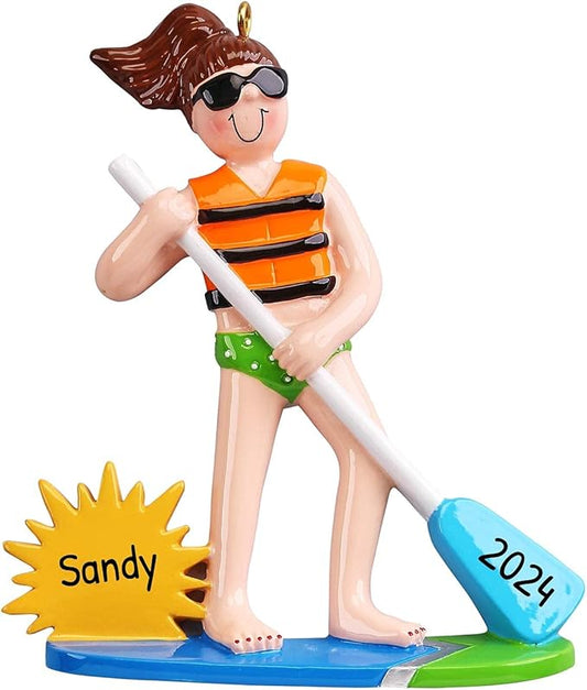 Personalized Paddleboard Ornaments 2025 - Girls Ornaments Paddle Board Ornament Beach Paddle Board Christmas Ornament Gifts Beachy Christmas by Elves