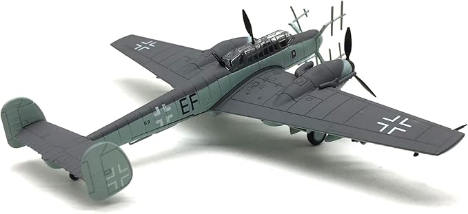 BF-110 G4 Jagdbomber 1/100 Metal Airplane Model Kit with Stand WWII Deutsche Diecast Alloy Fighter Model Vintage Combat Plane Prebuild Military Aircraft Collection for Display or Gift