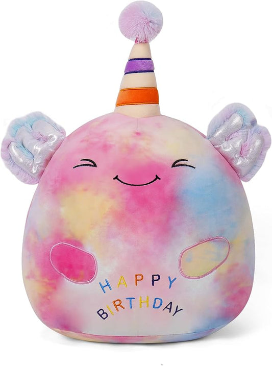 24 lnch Happy Birthday Axolotl Stuffed Animal Birthday Plush Toy Plushies Pillow Soft Plushie Doll Gifts for Girls Boys Christmas Decoration