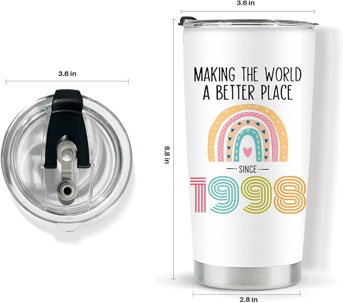 27th Birthday Gifts for Women, Tumbler 20 oz Stainless Steel Vacuum Insulated Tumblers, 1998 Birthday Gifts for Women, 27 Year Old Birthday Gifts, 27th Birthday Gift Ideas, 27th Birthday Tumbler