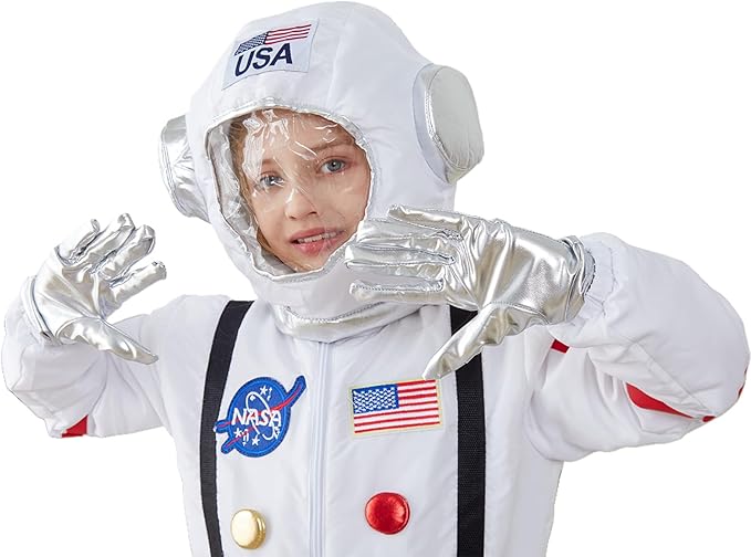 LANGXUN Kids Astronaut Halloween Costume Set, Boys Girls Space Suit Dress Up, Toddler Pilot Jumpsuit for Themed Party