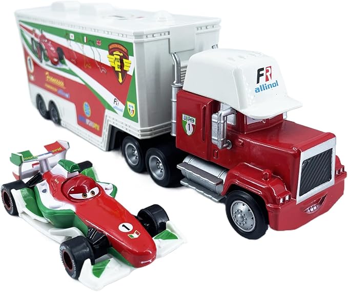 Portable Mini Toy Car and Truck Set 1:55 Diecast Model Metal Body Racers for Preschool Kids Ages 3+ Years (F1-White)