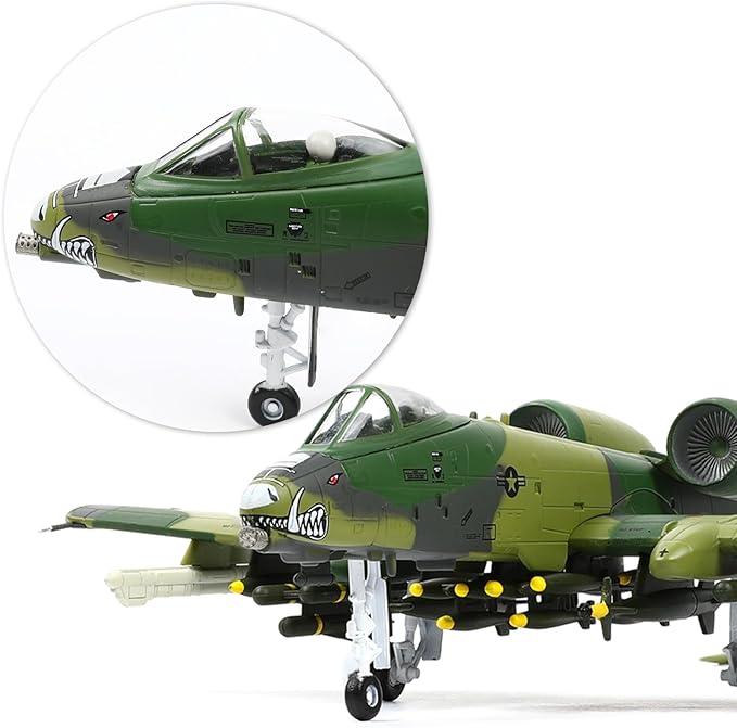 1/100 A-10 Attack Thunderbolt II (Warthog) Pre-Build Diecast Metal Aircraft Model Kits Replica Military for Display Collection or Gift