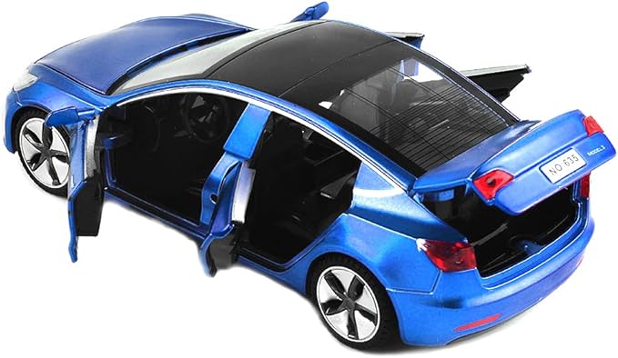 Diecast Toy Car Model 3 Car Model,Zinc Alloy Simulation Casting car Model Pull Back Vehicles,1:32 Scale Mini Vehicles Toys with Lights and Music for Toddlers Kids Children Birthday Gift (Blue)