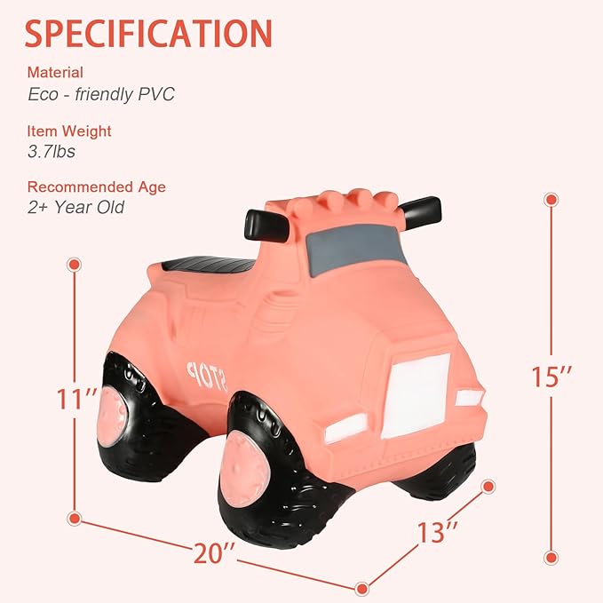 INPANY Bouncy Horse, Pink Car Hopper Toys, Toddler Ride-On Car, Inflatable Kids Hopping Toys, Bouncing Buddies Rubber Bouncer, Outdoor Indoor Birthday Gifts for 2 3 4 Yr Girl Boy