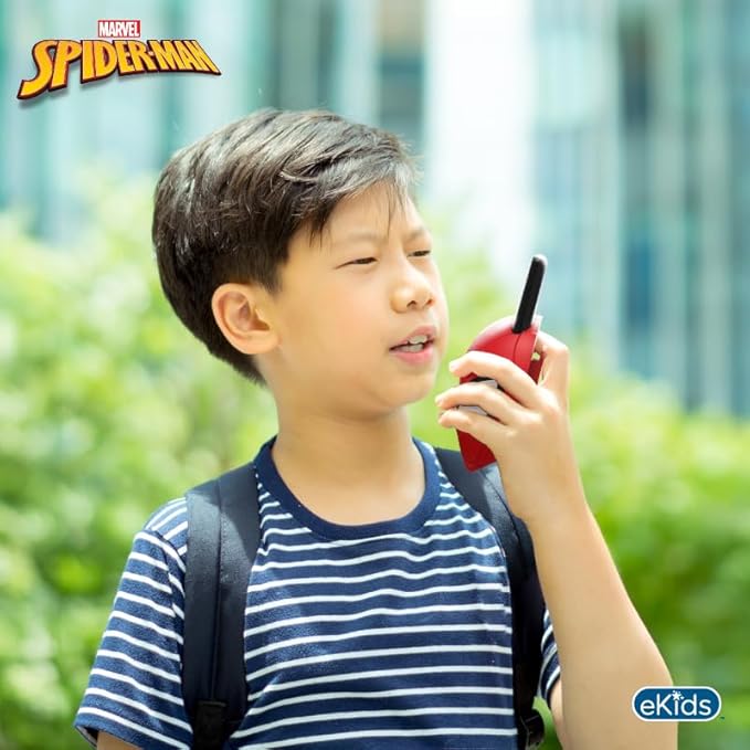 eKids Spiderman Walkie Talkies for Kids, Static Free and Extended Range, Indoor and Outdoor Toys Designed for Fans of Spiderman Toys