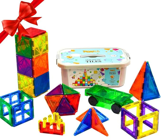 Magnetic Tiles Clear Colors Magnet Blocks for Kids Magnetic Tiles STEM Magnetic Blocks Connect Tiles Activities Magnetic Blocks for Toddlers Girls Boys Magnetic Toys