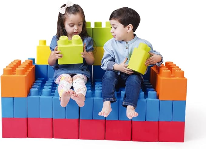 Max Foam Building Blocks | Large Size | 40-Piece Set (30 with 2 Pivots + 10 with 3 Pivots) | Creative and Educational Toy for Kids Ages 3+