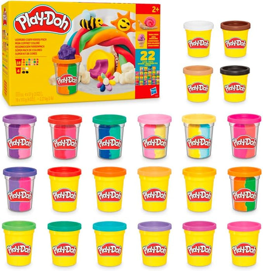 Play-Doh 22 Pack Ultimate Color Variety, Bulk Assorted Colors, 2 & 4 Ounce Modeling Compound Cans, Kids Arts & Crafts, Preschool Toys, Back to School Supplies, Ages 2+ (Amazon Exclusive)