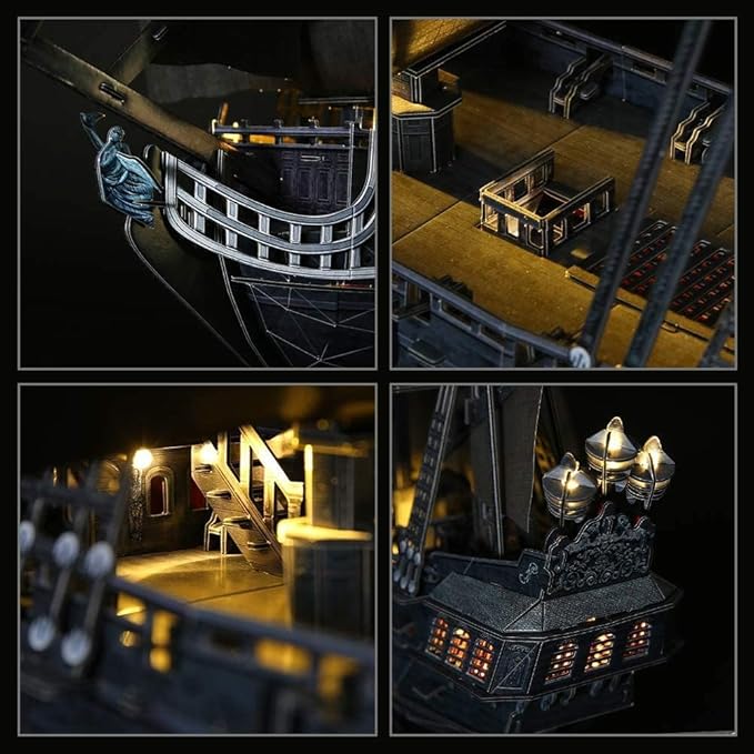3D Puzzles for Adults Home Decor Pirate Ship Gifts for Men Women Model Kits Brain Teaser Puzzles for Adults Teacher Gifts,Queen Anne's Revenge 340 Pcs Dad'sGift