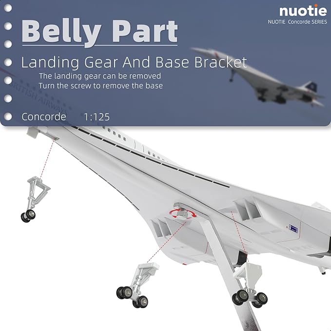 1:125 Concorde Airplane Pre-Build Diecast Aircraft Model Kit - Simulation Display for Collection or Gift (British Airways)