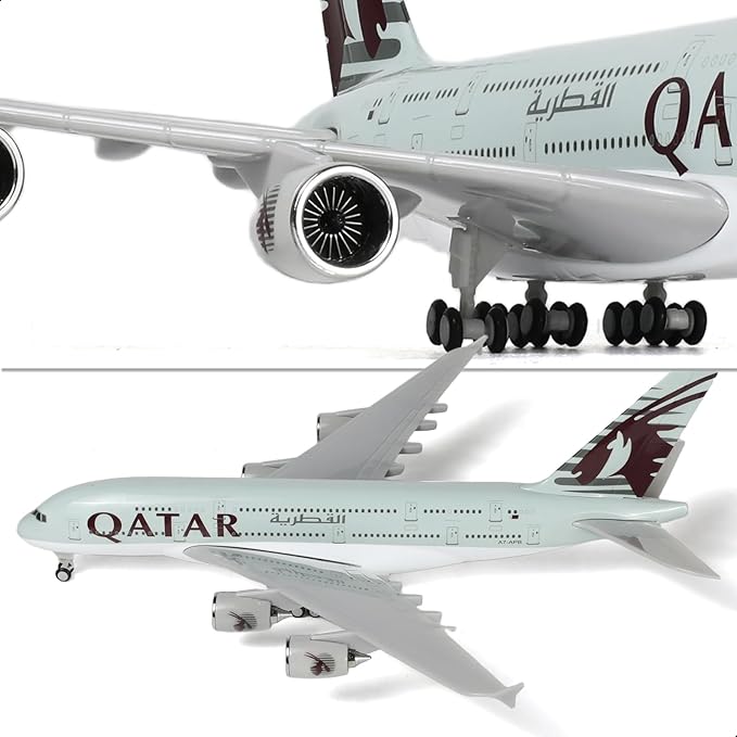 1/240 A380 Qatar Airplane Model Kits (30cm L) for Airbus A380 Resin Plane Model with Display Stand for Adult Aviation Gift or Display Decoration