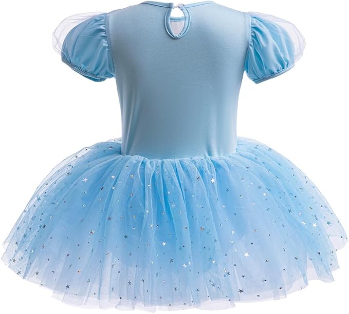 DYMCII Baby Girls Princess Ballet Dress Short Sleeve Leotards Skirted Tutu Dancewear Halloween Christmas Party Fancy Costume