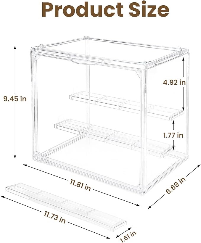 Acrylic Display Case, 3 Tier Clear Figure Display Box, Detachable Stackable Display Cabinet for Collectibles, 1 Pack