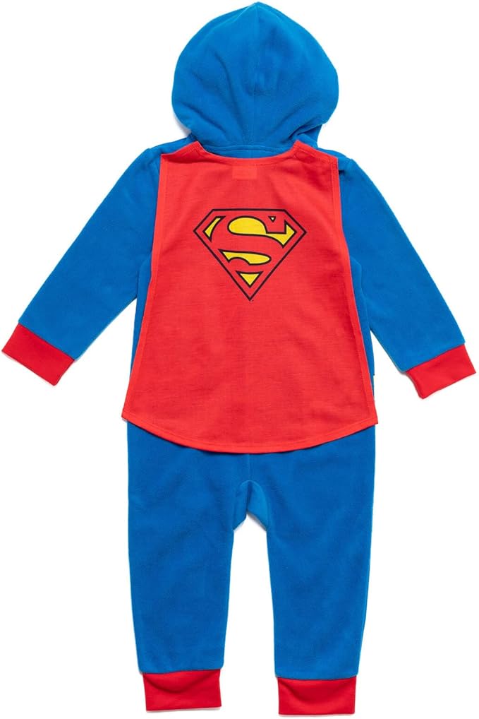 DC Comics Justice League Superman Batman Flash Zip Up Pajama Cosplay Coverall Toddler to Big Kid