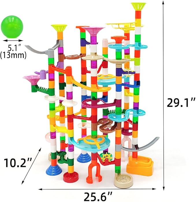 Marble Run Marble Maze Race Track with Glowing Marbles for Kids Ages 3-4-8-10 Sturdy Building Toys Kids Games Amazing Fun Gifts (Super)