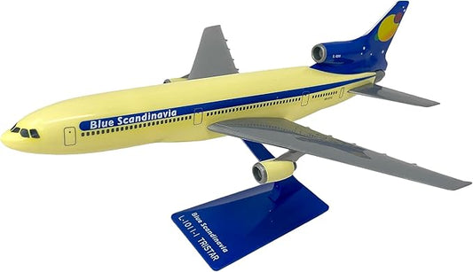 Flight Miniatures Blue Scandinavia Lockheed Tristar L-1011 1:250 Scale - Plastic Snap-Fit Model Airplane - Collectible Replica of Blue Scandinavia Airlines Aircraft - Part #ALK-10110I-018