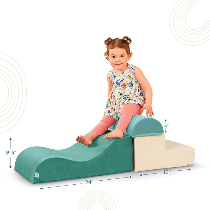 B. toys- Sensory Foam Building Shapes for Toddlers - 3-Piece Climbing Set with Stairs, Ramp & Half-Cylinder - Machine Washable Baby Toys with Removable Covers - Indoor Play Equipment for 12+ Months