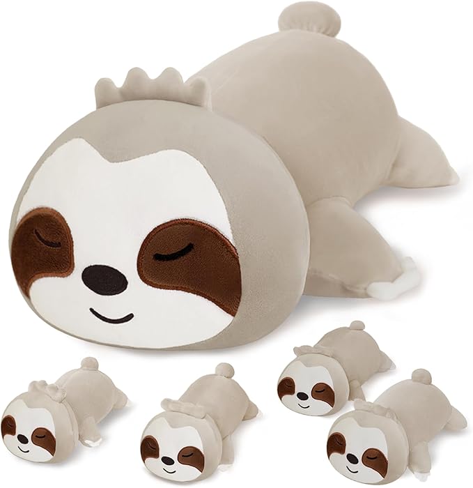 SQEQE Sloth Stuffed Animals with Babies Inside 5-Piece Set of Sloth Mommy and Babies Plush Cuddly Stuffed Animals Toys for Kids, Gifts Ideal for Christmas, Valentine's, Birthday