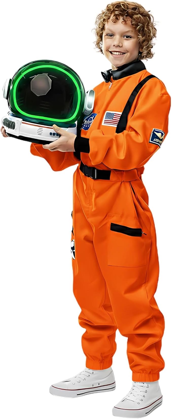 Astronaut Costume for Kids with Helmet, Halloween Costumes for kids Nasa Astronaut Helmet Suit with Movable Visor