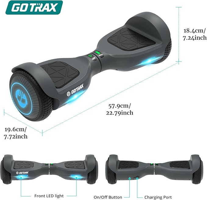 Gotrax Hoverboard with 6.5" LED Wheels & Headlight, Max 4/5 Miles Range, 6.2mph Power by Dual Brushless Motor, UL2272 Certified and 50.4Wh/65.52Wh Battery Self Balancing Scooters for 44-176lbs Kids