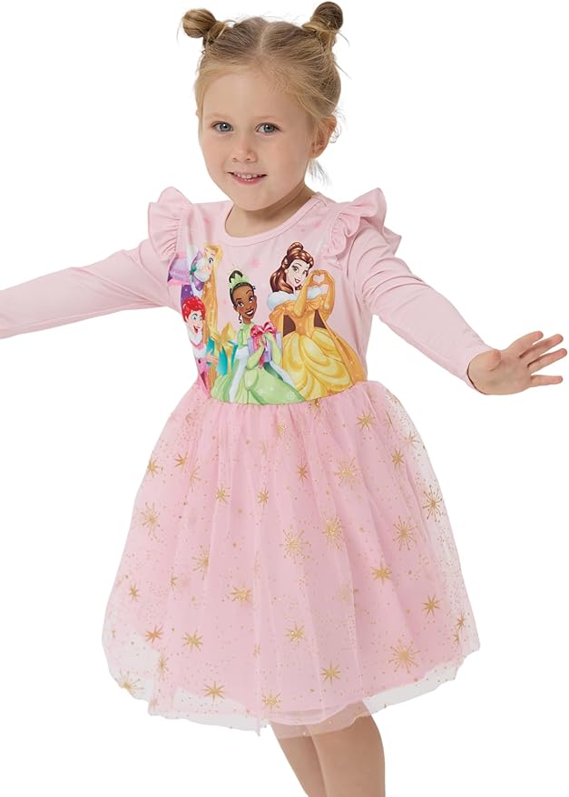 Disney Princess Frozen Minnie Mouse Dress Girls Sparkle Ruffle Tulle Tutu Birthday Party Fall Outfits Clothes Baby to Toddler