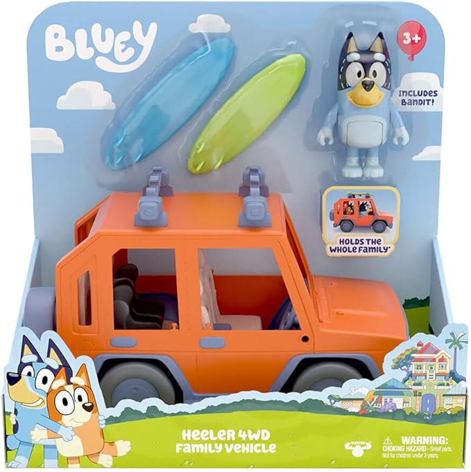 Bluey, 4WD Family Vehicle, with 1 Figure and 2 Surfboards | Customizable Car - Adventure Time | for Ages 3+, Multicolor, 13018