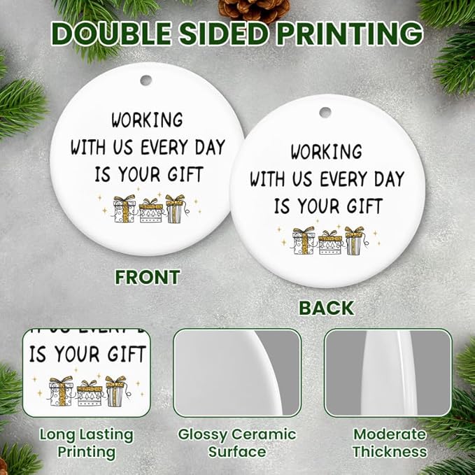 OASSIE Christmas Funny Gifts for Friends Women - Ceramic Christmas Ornaments Tree 2025 for Tree Decorations - Coworker Gifts for Women, Friend Gift for Work Bestie, Home Decorations Friends Ornament