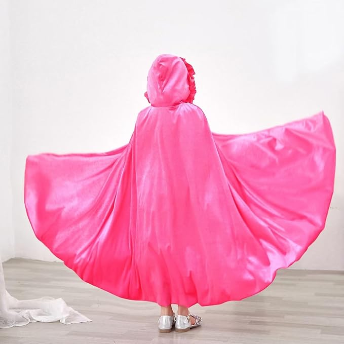 Newland Princess Costume for Girls - Princess Cape Long Hooded Velvet Cloak Princess Accessories Size M: 4-8Y/L: 8-12Y